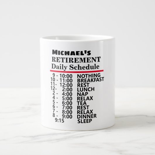 Grappig pensioen dagelijks schema grote koffiekop (Voorkant)