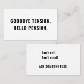 Grappig Pensioen Grap Afscheid Spanning Hallo Pens Visitekaartje (Voorkant / Achterkant)