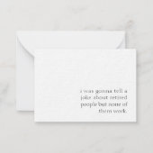 Grappig pensioen, grap over gepensioneerden notitiekaartje (Voorkant)