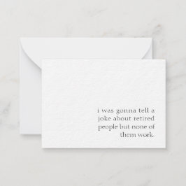 Grappig pensioen, grap over gepensioneerden notitiekaartje