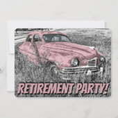 Grappig Pensioen Party Antiek Auto Roze Kaart (Voorkant)