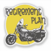 Grappig pensioenplan met motorfiets Graphic Sticker (Voorkant)