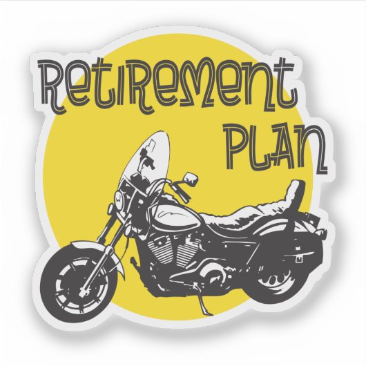 Grappig pensioenplan met motorfiets Graphic Sticker (Voorkant)