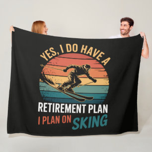 Grappig Pensioenplan Ski met Pensioen Fleece Deken