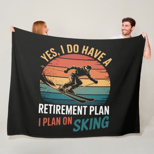 Grappig Pensioenplan Ski met Pensioen Fleece Deken (In situ)