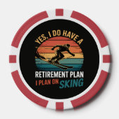 Grappig Pensioenplan Ski met Pensioen Poker Chips (Voorkant)