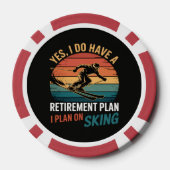 Grappig Pensioenplan Ski met Pensioen Poker Chips (Achterkant)