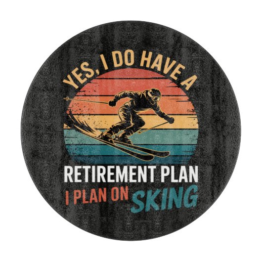 Grappig Pensioenplan Ski met Pensioen Snijplank (Voorkant)