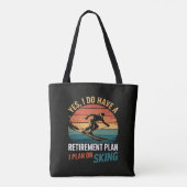 Grappig Pensioenplan Ski met Pensioen Tote Bag (Achterkant)