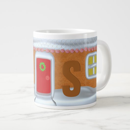 Grappig peperkoek huis monogram grote koffiekop (Voorkant rechts)