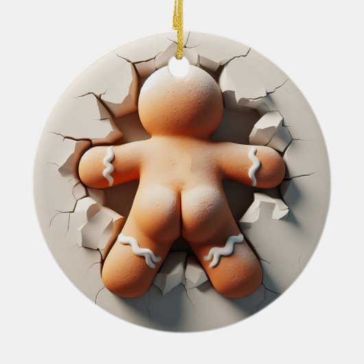 Grappig peperkoek Wall-Break Kerst Ornament (Achterkant)