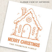 Grappig peperkoekhuis Vrolijk kerstfeest Servet