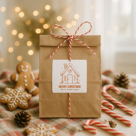 Grappig peperkoekhuis Vrolijk kerstfeest Vierkante Sticker