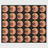 Grappig pepperoni pizza schattig feest zwart cadeaupapier (Vlak)