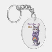 Grappig "Perfect Cool" Cat Sleutelhanger (Voorkant Links)