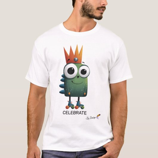 Grappig personage met kroon | CELEBRATE - door ont T-shirt (Voorkant)