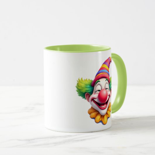 Grappig personage, rode neus, grappen, grimmigen. mok (Voorkant rechts)