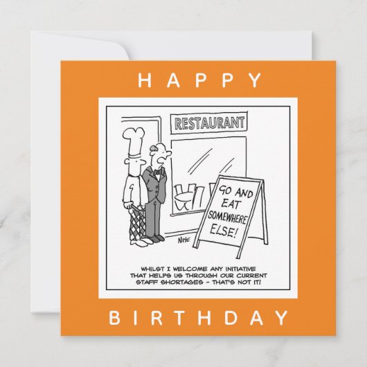 Grappig personeelstekort in de horeca kaart (Voorkant)