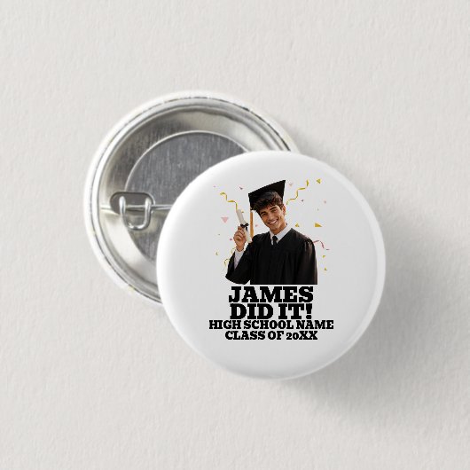 Grappig Persoonlijk Afstudeerfeest Op Maat Ronde Button 3,2 Cm (Voorkant /achterkant)