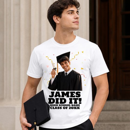 Grappig Persoonlijk Afstudeerfeestje Aangepaste Fo T-shirt