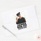 Grappig Persoonlijk Afstudeerfeestje Aangepaste Fo Vierkante Sticker (Envelop)