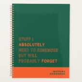 Grappig Persoonlijk Modern Groen Oranje Aangepaste Planner (Voorkant)