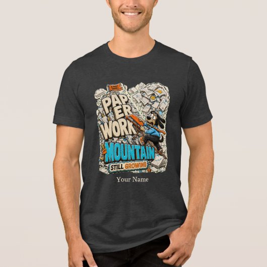 Grappig Persoonlijk T-shirt met Papierwerk Berg, o (Voorkant)