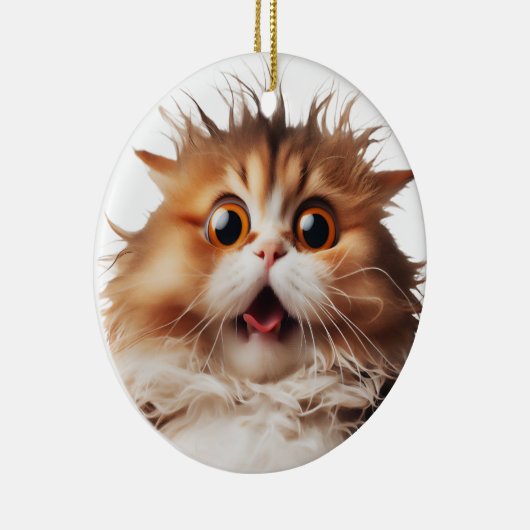 GRAPPIG PERZISCH KAT VERRAST KAT GEZICHT KERAMISCH ORNAMENT (Rechts)