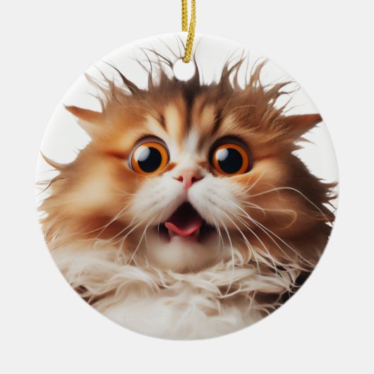 GRAPPIG PERZISCH KAT VERRAST KAT GEZICHT KERAMISCH ORNAMENT (Voorkant)