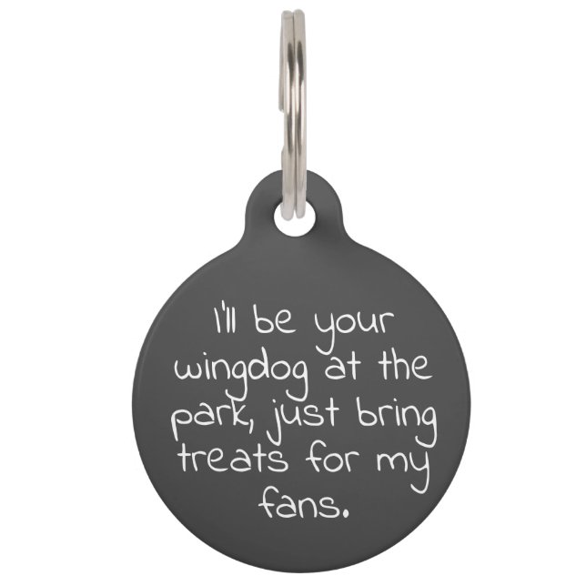 Grappig Pet Quote met Schattige Paw Dark Grey Lost Huisdierpenning (Voorkant)