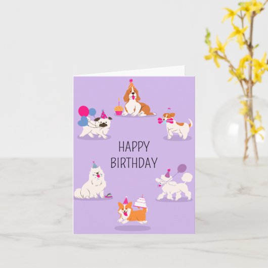 Grappig Pet verjaardagsfeestje Kaart (Gele Bloem)