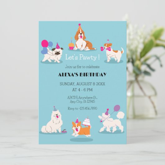 Grappig Pet verjaardagsfeestje Uitnodiging (Staand voorkant)