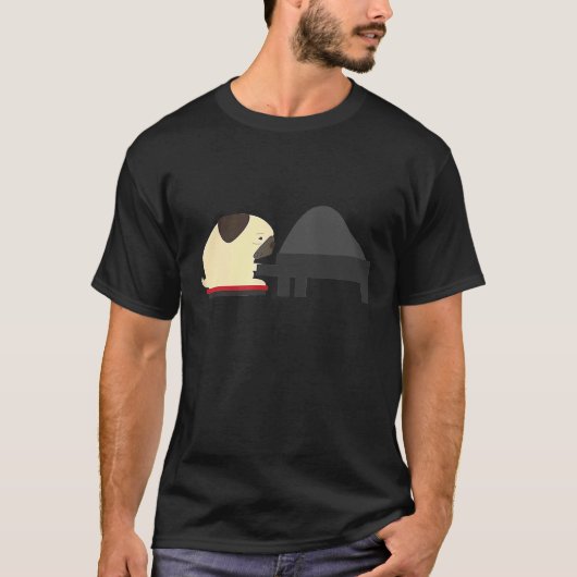 Grappig Piano Pug T-shirt Muziekinstrument (Voorkant)