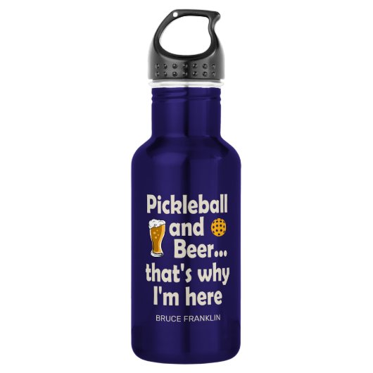 Grappig Pickleball en Bier Daarom ben ik hier Waterfles (Voorkant)