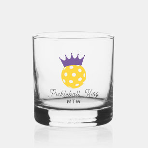 Grappig Pickleball King gepersonaliseerd monogram Whisky Glas