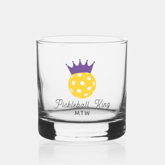 Grappig Pickleball King gepersonaliseerd monogram Whisky Glas (Voorkant)