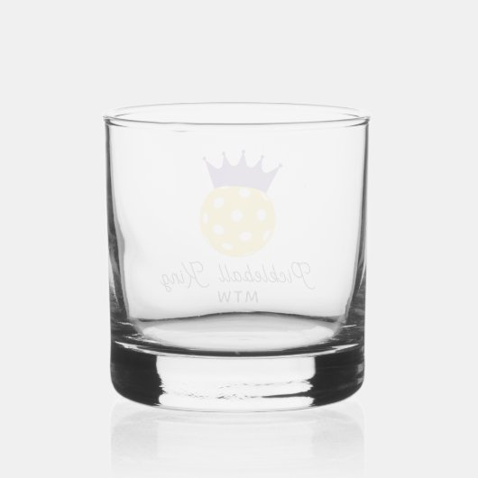 Grappig Pickleball King gepersonaliseerd monogram Whisky Glas (Achterkant)
