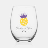 Grappig Pickleball King gepersonaliseerd monogram Wijnglas Zonder Voet (Voorkant)