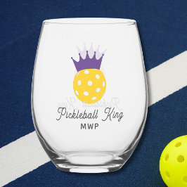 Grappig Pickleball King gepersonaliseerd monogram Wijnglas Zonder Voet