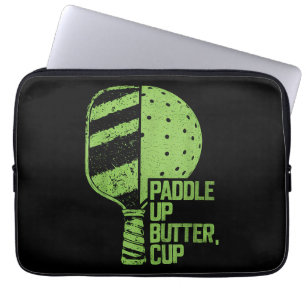 Grappig Pickleball Paddle Op Boter Bloem Laptop Sleeve