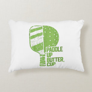 Grappig Pickleball Paddle Op Boter Cup Accent Kussen