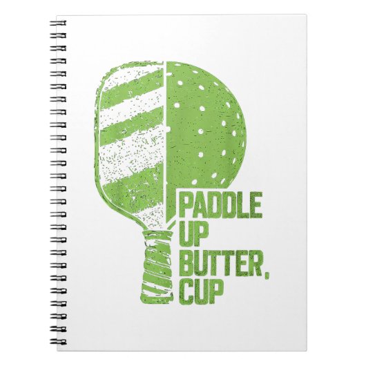 Grappig Pickleball Paddle Op Boter Cup Notitieboek (Voorkant)