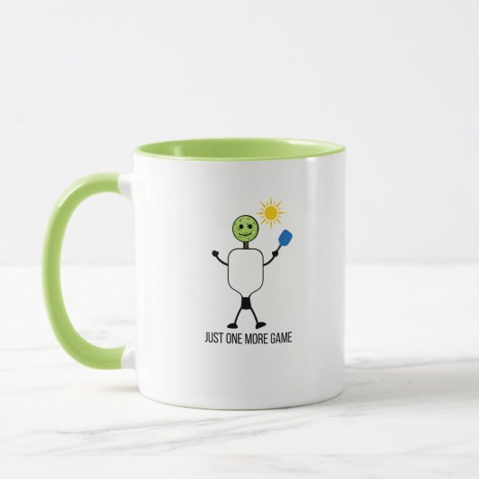 Grappig Pickleball Speler Karakter met Paddle Mok (Links)