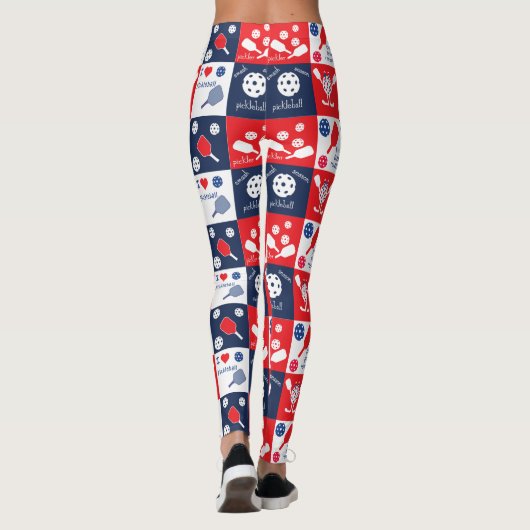 Grappig Picklleball Pattern - Red-White-Blue Leggings (Achterkant)