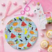 Grappig picknick voedselpatroon papier Bord (Feest)