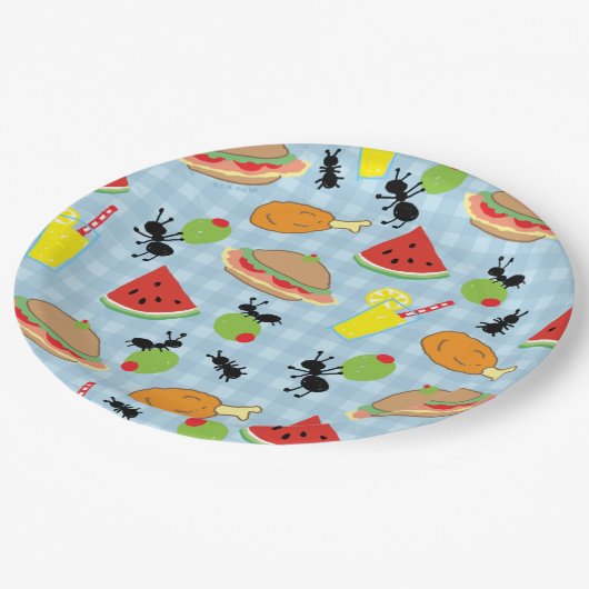 Grappig picknick voedselpatroon papier Bord (Gekanteld)