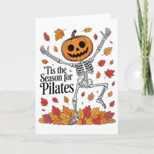 Grappig Pilates Skelet Pompoen Yoga Halloween Herf Kaart
