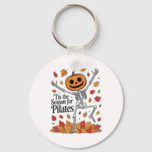 Grappig Pilates Skelet Pompoen Yoga Halloween Herf Sleutelhanger
