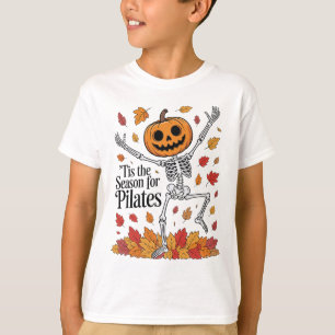 Grappig Pilates Skelet Pompoen Yoga Halloween Herf T-shirt