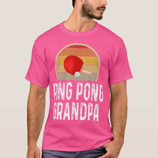 Grappig Ping Pong Opa Tafeltennis Retro Racket T-shirt (Voorkant)